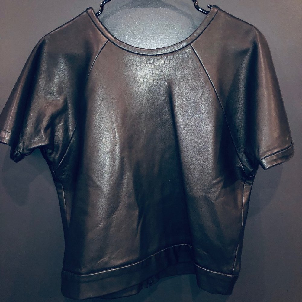 NEW rag & bone "Rocky" Leather Zip T-Shirt